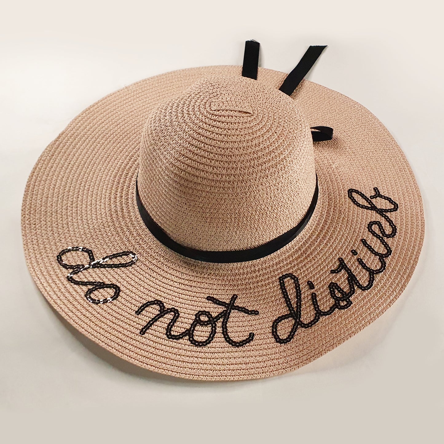 Wide Straw Beach Hat - Do Not Disturb