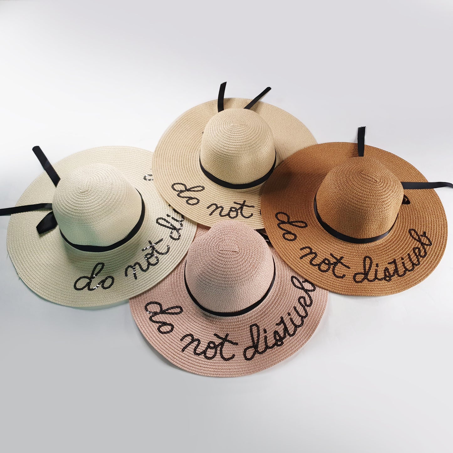 Wide Straw Beach Hat - Do Not Disturb