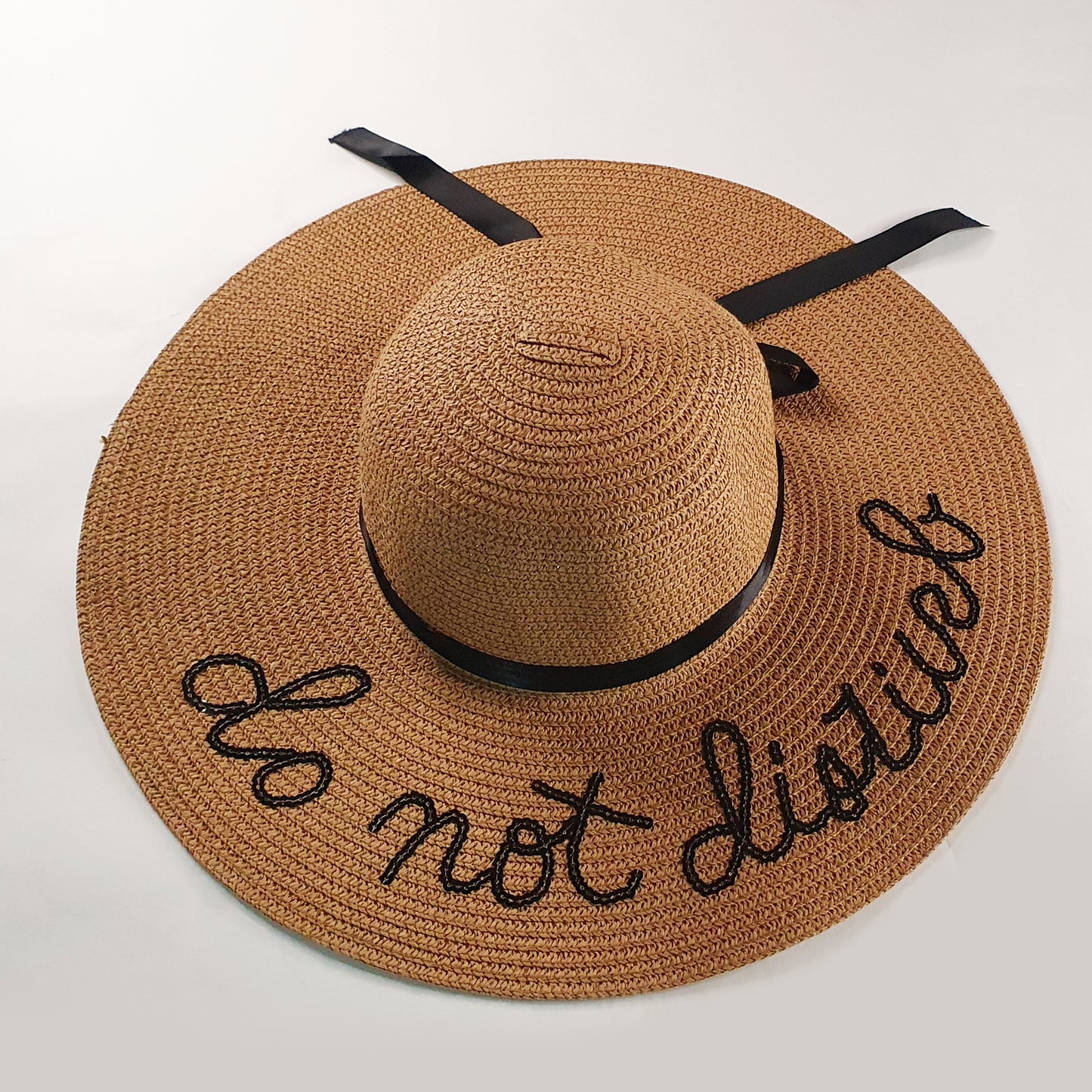 Wide Straw Beach Hat - Do Not Disturb