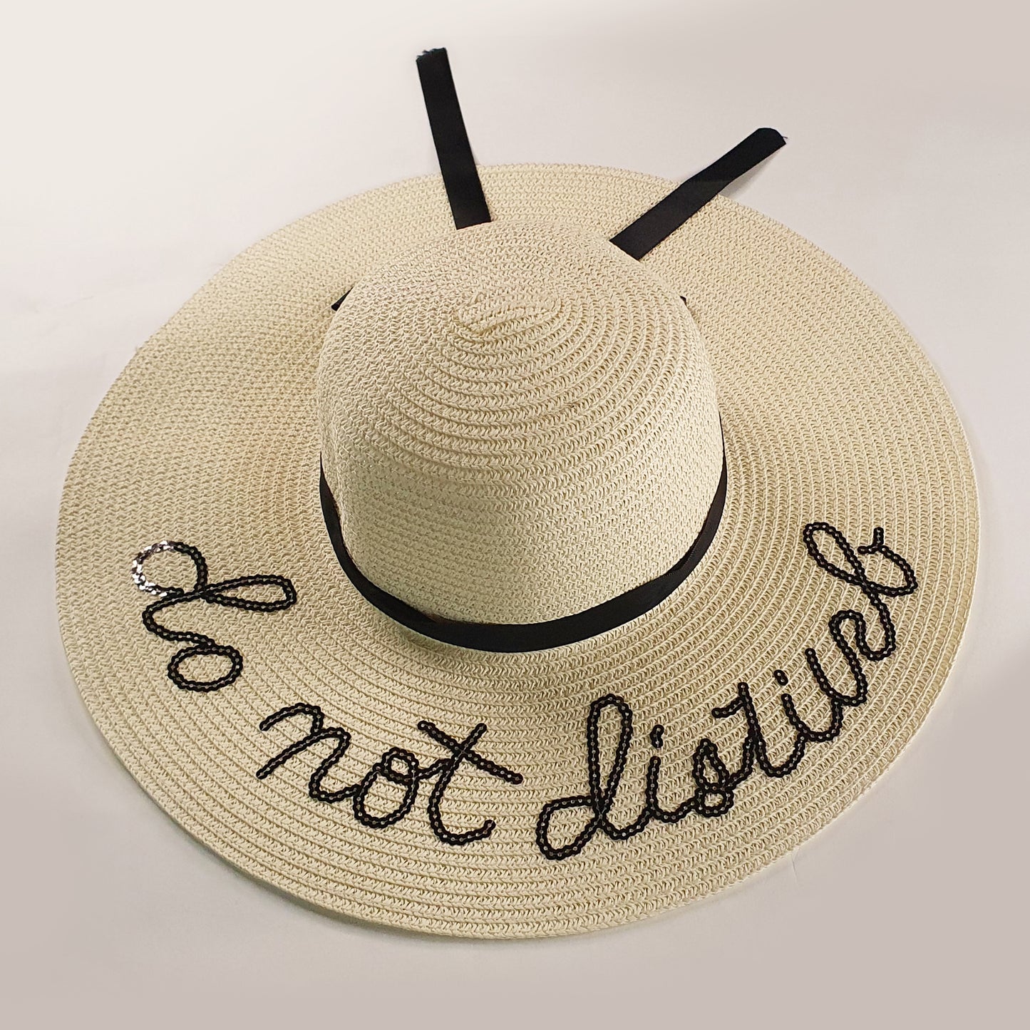 Wide Straw Beach Hat - Do Not Disturb